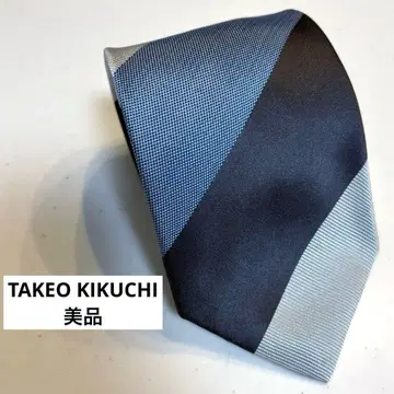 TAKEO KIKUCHI 넥타이 실크 100% 스트라이프 브라운