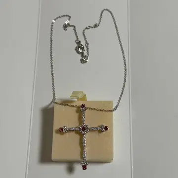 스와로브스키 크로스형 목걸이 빨간색 x 클리어