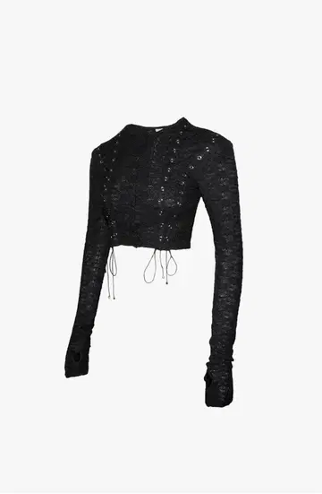 theredthread S lace up cardigan(black)