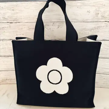 마리콴트 BIG 데이지 니트 자카드 토트 블랙