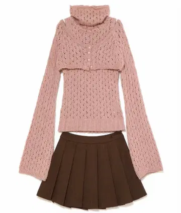 andmary Sophy 플리츠 니트 세트업 핑크