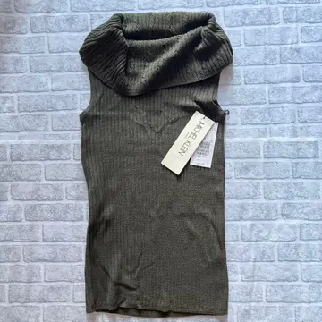 MICHEL KLEIN 올리브 슬리브리스 니트 38