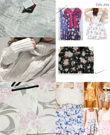 4종 기하학 장미 패턴 쇼핑백 터틀넥 달링 니트 원피스