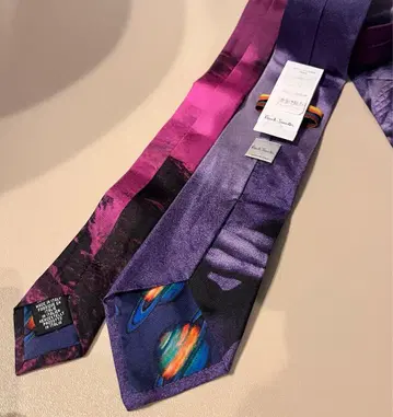 미사용 새상품 Paul Smith 폴스미스 실크 넥타이 보라색 사진 전사