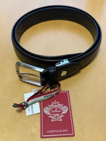 [미사용 새상품] 남성용 비즈니스 벨트 오로비안코 천연 가죽 블랙