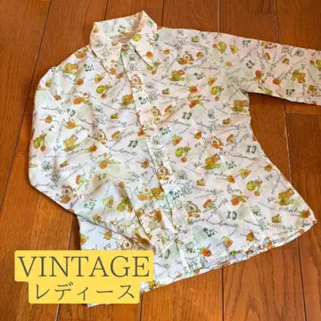 빈티지 프린트 패턴 긴팔 셔츠/블라우스 Vintage