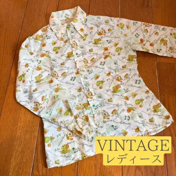빈티지 프린트 패턴 긴팔 셔츠/블라우스 Vintage