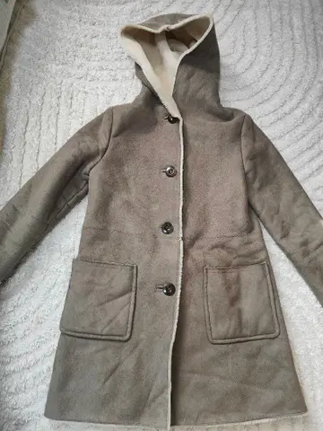 Ray BEAMS 후드 부착 롱 코트 베이지