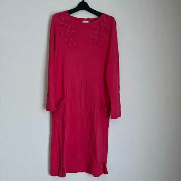 미사용 새상품 리본 장식의 핑크 긴팔 룸웨어