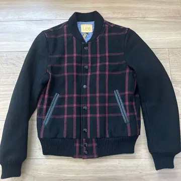 Lee 리 체크 무늬 바시티 자켓 M 블랙/빨간색