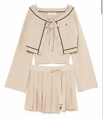 andmary Jennie line knit set up beige