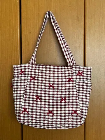 아오키 미사코 콜라보 시마무라 체크 무늬 토트백