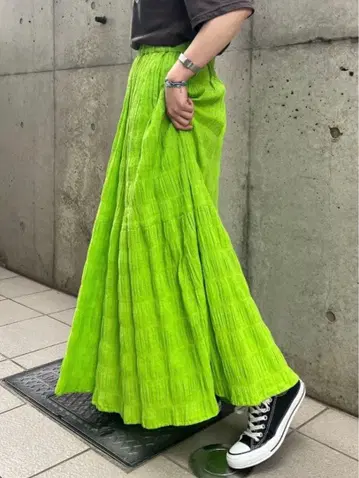 Ciaopanic 코튼 자수 셔링 스커트