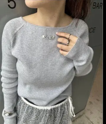 mystic 그레이 크루 리브 니트 FREE 사이즈