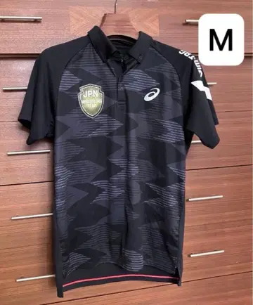 M 사이즈 아식스 ASICS JAPAN 레슬링 팀 반팔 피케 셔츠 블랙