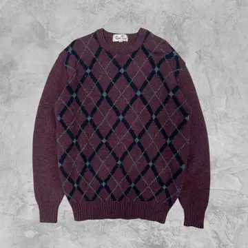 90s 빈티지 Qida Crown 울 100% 아가일 니트