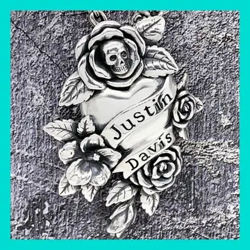 정가 51,000원 저스틴 데이비스 하트 스컬 모티브 목걸이 2