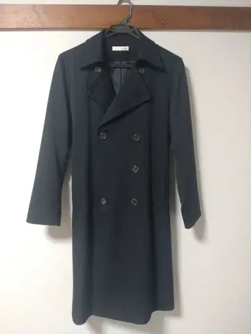 블랙 더블 브레스트 롱 코트