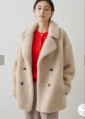 베이지 더블 브레스트 보아 자켓 FREE