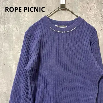 ROPE PICNIC 비쥬 스톤 포함 리브 니트 귀여운 심플