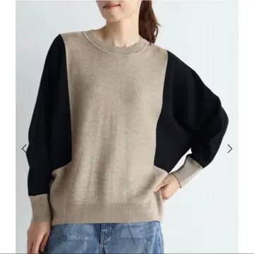 새상품 야마다야 MEDOC 돌먼 슬리브 배색 니트