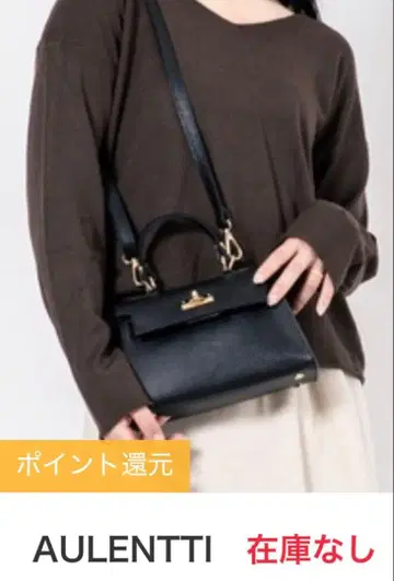 AULENTTI 블랙 미니 숄더백 골드