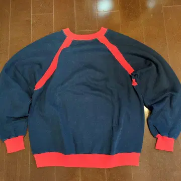 네이비/레드 래글런 슬리브 맨투맨 빈티지 구제 의류