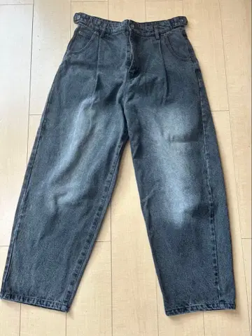 9090 헤이세이 로고 블랙 데님