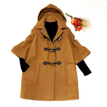 바나나레트 [울 90%] 더플 코트 위자드 슬리브 개성 (M)