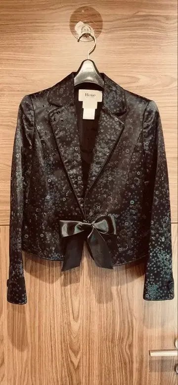 Rene 르네 자켓 벨벳 실크 꽃무늬 리본 38