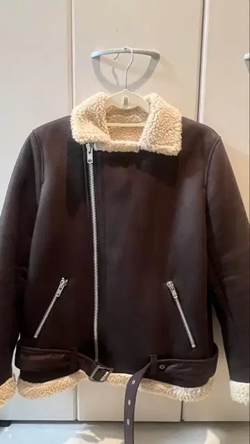 Xgirl 브라운 무스탕 코트 라이더 자켓