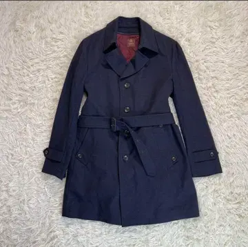 다케오 키쿠치 네이비 블루 트렌치코트
