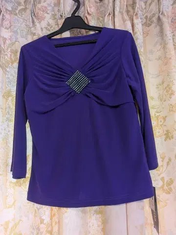 사교댄스 보라색 지르콘 장식 상의 레이리나 미사용 새상품