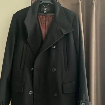 H&M 블랙 피코트 울 혼방