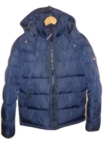 타미힐피거 후드 부착 다운 자켓 네이비