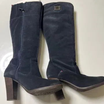 TOMMY HILFIGER 네이비 스웨이드 롱 부츠 사이드 지퍼