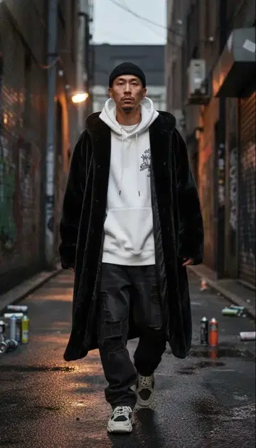 새상품 SWEET sktbs umbro 콜라보 인조 모피 후드 코트 M