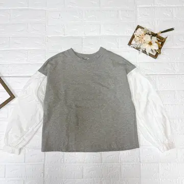 Stradivarius 절개 풀오버 그레이 화이트 XS 사이즈 긴팔 상의