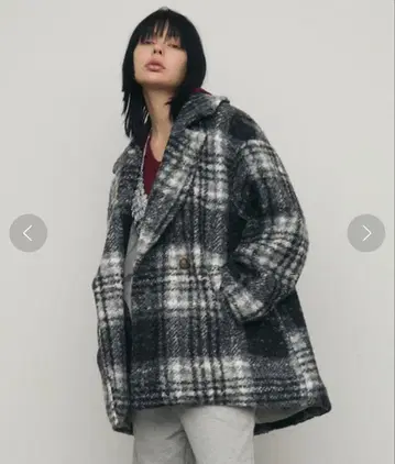 체크 오버 사이즈 더블 자켓 uyu. 우유