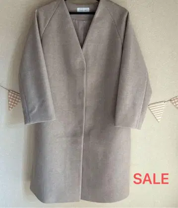 새상품 GLOBAL WORK 그레이 노카라 롱 체스터 코트