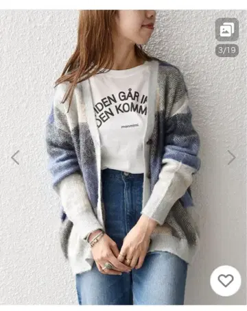 SHIPS any: 알파카 니트 컬러풀 체크 가디건