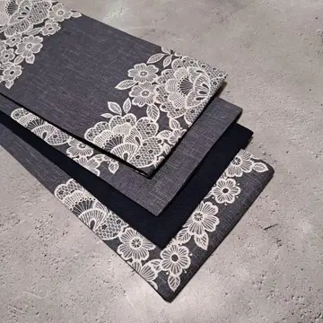 반폭 오비 장척 일본산 코튼 자수 프린트 x 일본산 코튼 린넨 리버서블