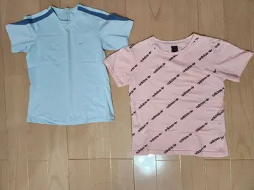 adidas 핑크 로고 T셔츠와 스카이블루 T셔츠 세트