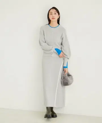 adam rope 그레이 라메 바이컬러 가디건