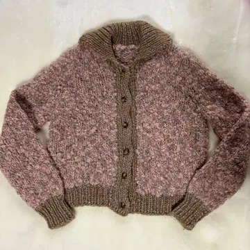 빈티지 가디건 니트 구제 의류 핑크