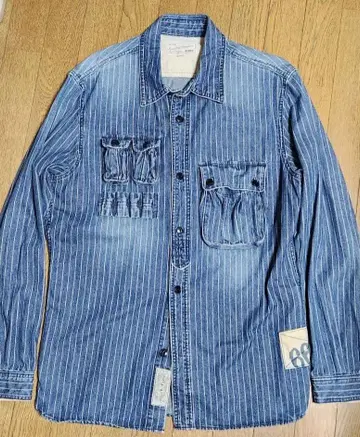 AVIREX 스트라이프 데님 셔츠 XL
