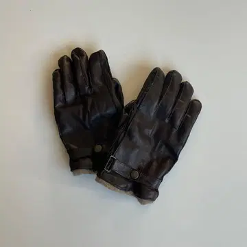 이탈리아제 ALPO 양가죽 다크 브라운 가죽 장갑 버튼 포함 캐시미어