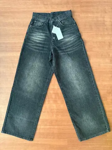 NoREMID 블랙 와이드 레그 데님