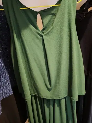 그린 슬리브리스 롱 원피스 (팬츠