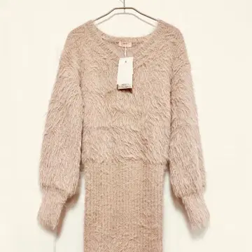 RESEXXY 샤기 니트 원피스 핑크